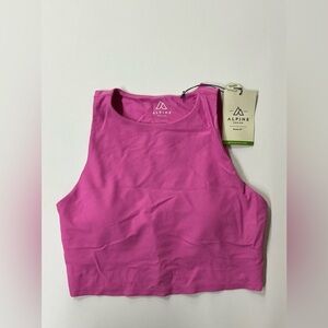 Women's Ribbed Crop Tank (Dragonfruit Color)